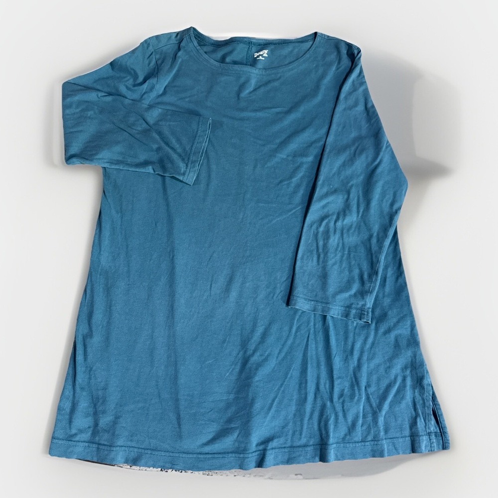 Duluth Trading Co Men's Shirt Teal XL 3/4 Sleeve Crew Neck